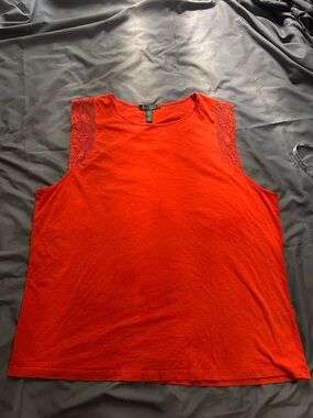 Ralph Lauren Orange Red Lace-Trim Sleeveless Tank